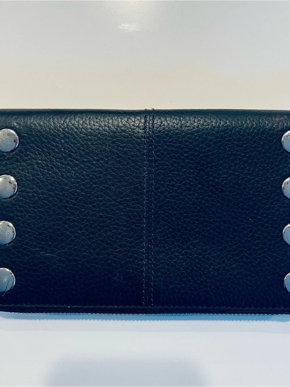 Hammitt Black Leather Zip Phone Wallet with Silver Studs - Picture 2 of 6
